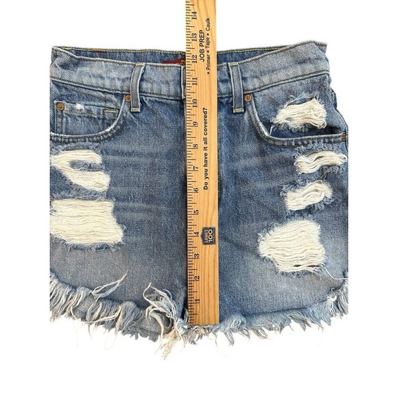7 for All Man Kind Womens Cut-Off Jeans Shorts Size 25 Raw Hem Frayed Distressed - Picture 14 of 16